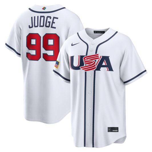 USA Baseball Aaron Judge White 2026 World Baseball Classic Home Stadium Baseball Jersey