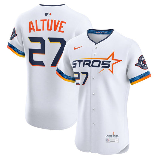 Houston Astros Jose Altuve White 2025 City Connect Elite Baseball Jersey