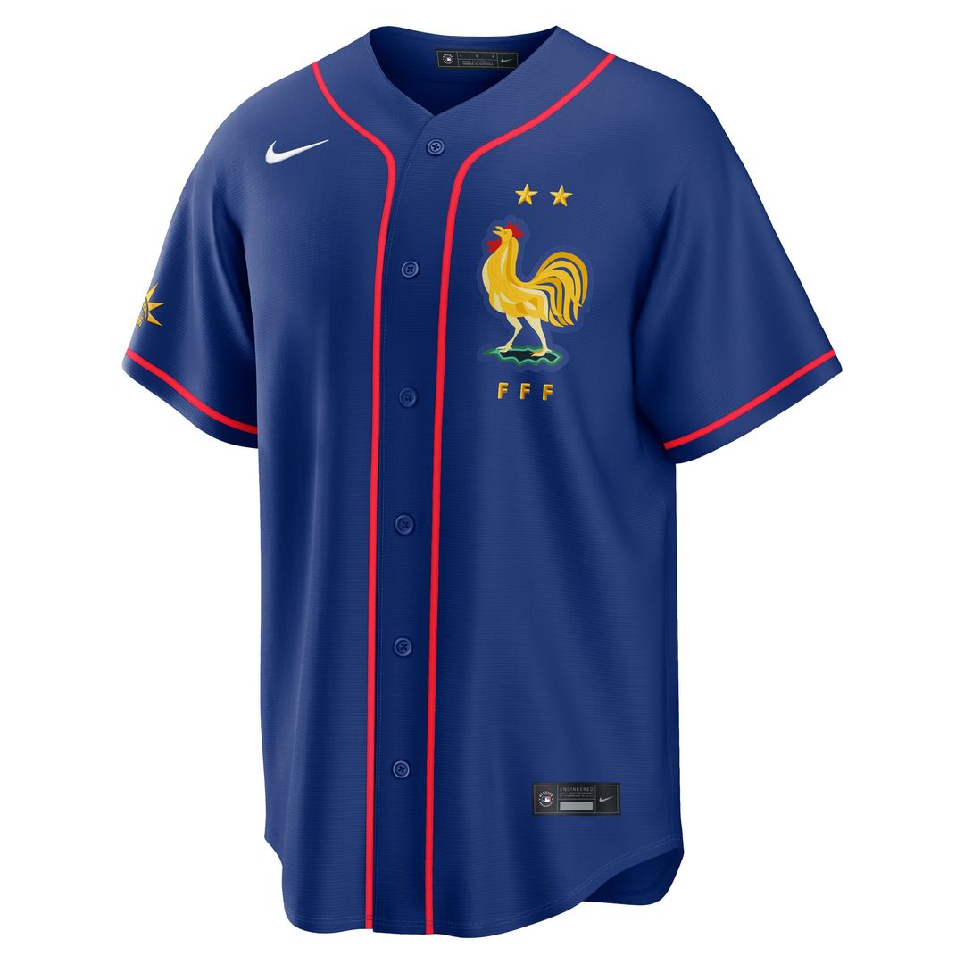France National Team x MLB Blue Stadium Replica Baseball Jersey