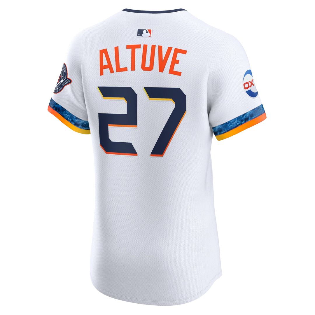Houston Astros Jose Altuve White 2025 City Connect Elite Baseball Jersey | MLB Baseball Jersey