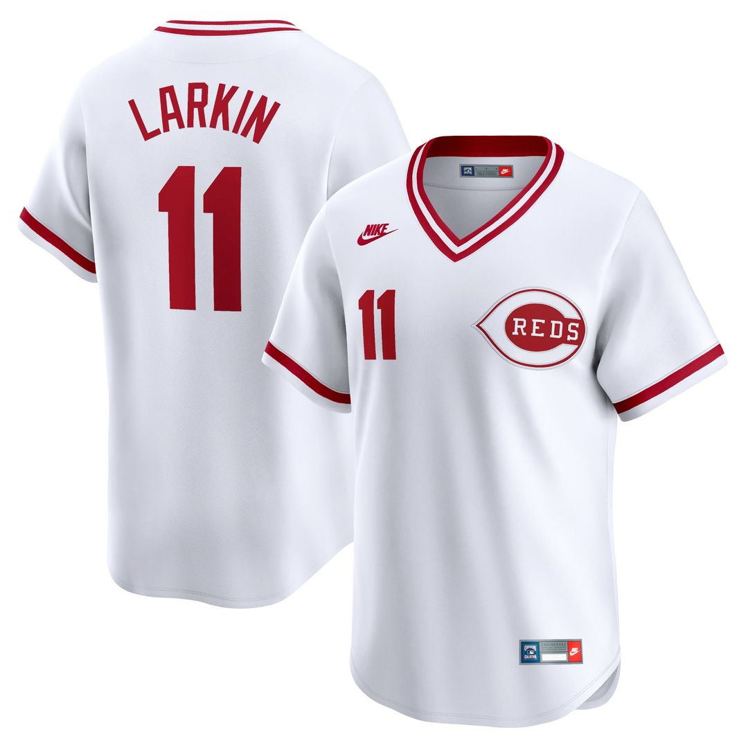 Cincinnati Reds Barry Larkin White Throwback Cooperstown Limited Baseball Jersey