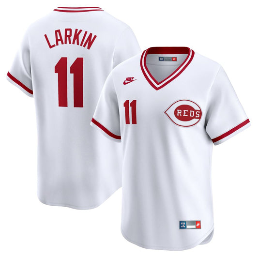Cincinnati Reds Barry Larkin White Throwback Cooperstown Limited Baseball Jersey