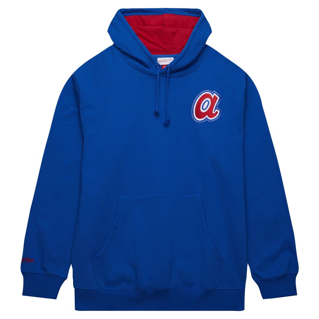 Atlanta Braves Hank Aaron Royal Vintage Logo Name & Number Pullover Hoodie | MLB Baseball Jersey