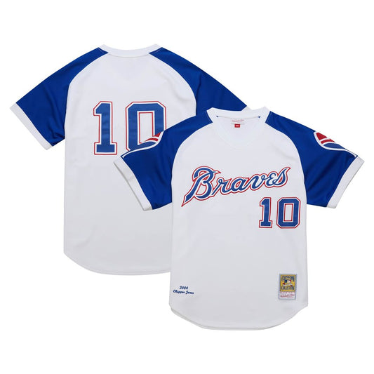 Atlanta Braves Chipper Jones White 2004 Cooperstown Collection Authentic Throwback Baseball Jersey