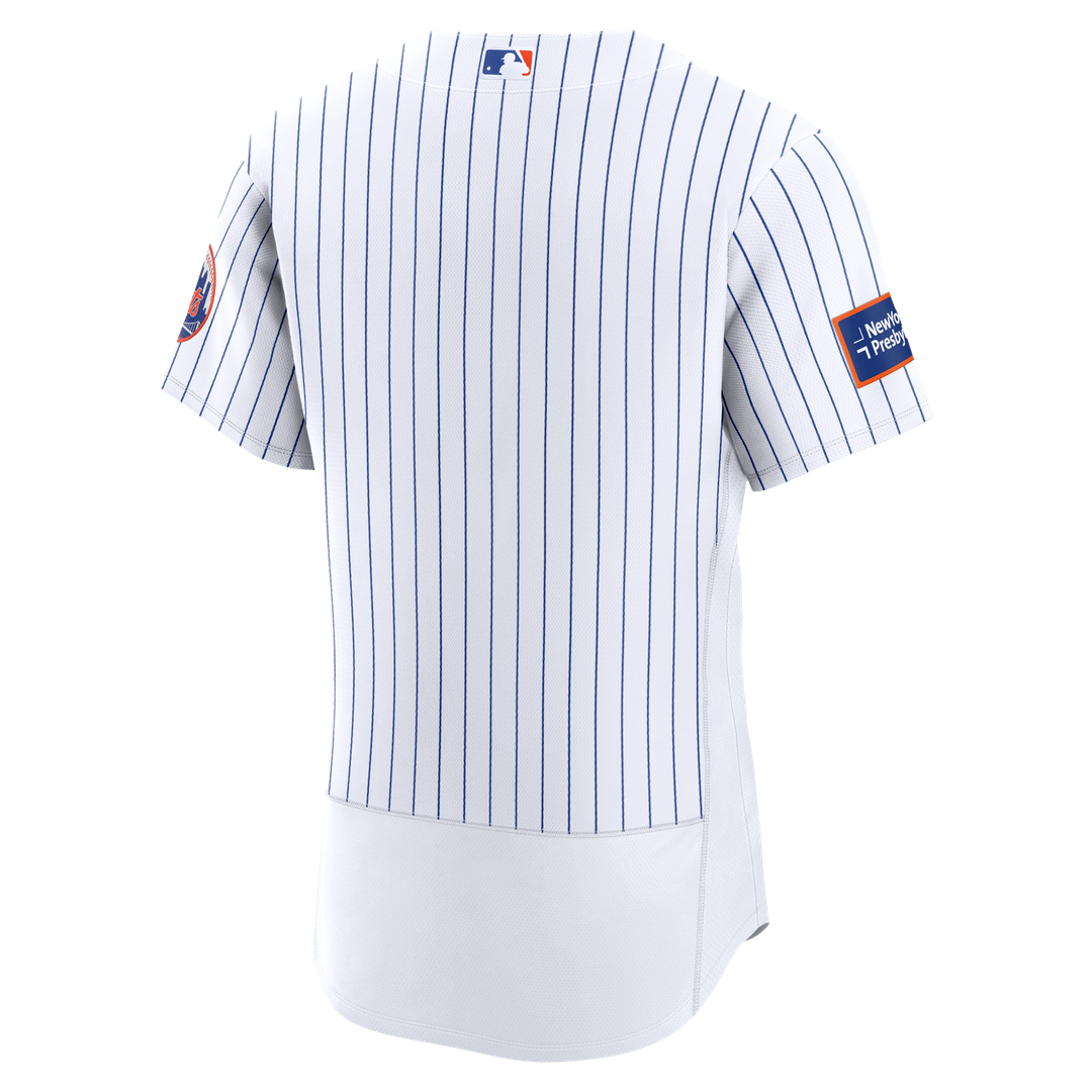 New York Mets White Home Sponsor Patch Authentic Baseball Jersey | MLB Baseball Jersey