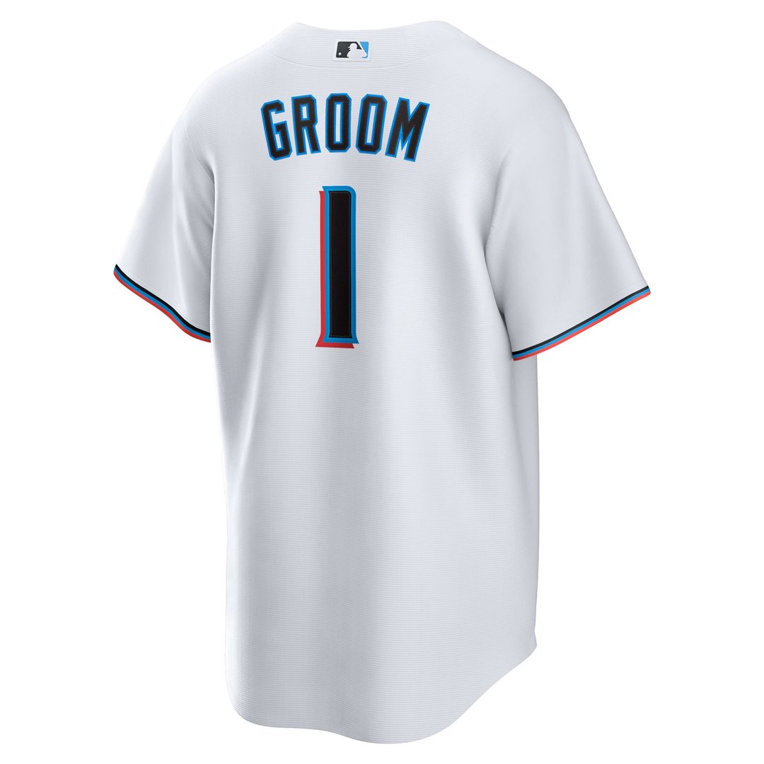 Miami Marlins White #1 Groom Home Replica Baseball Jersey | MLB Baseball Jersey