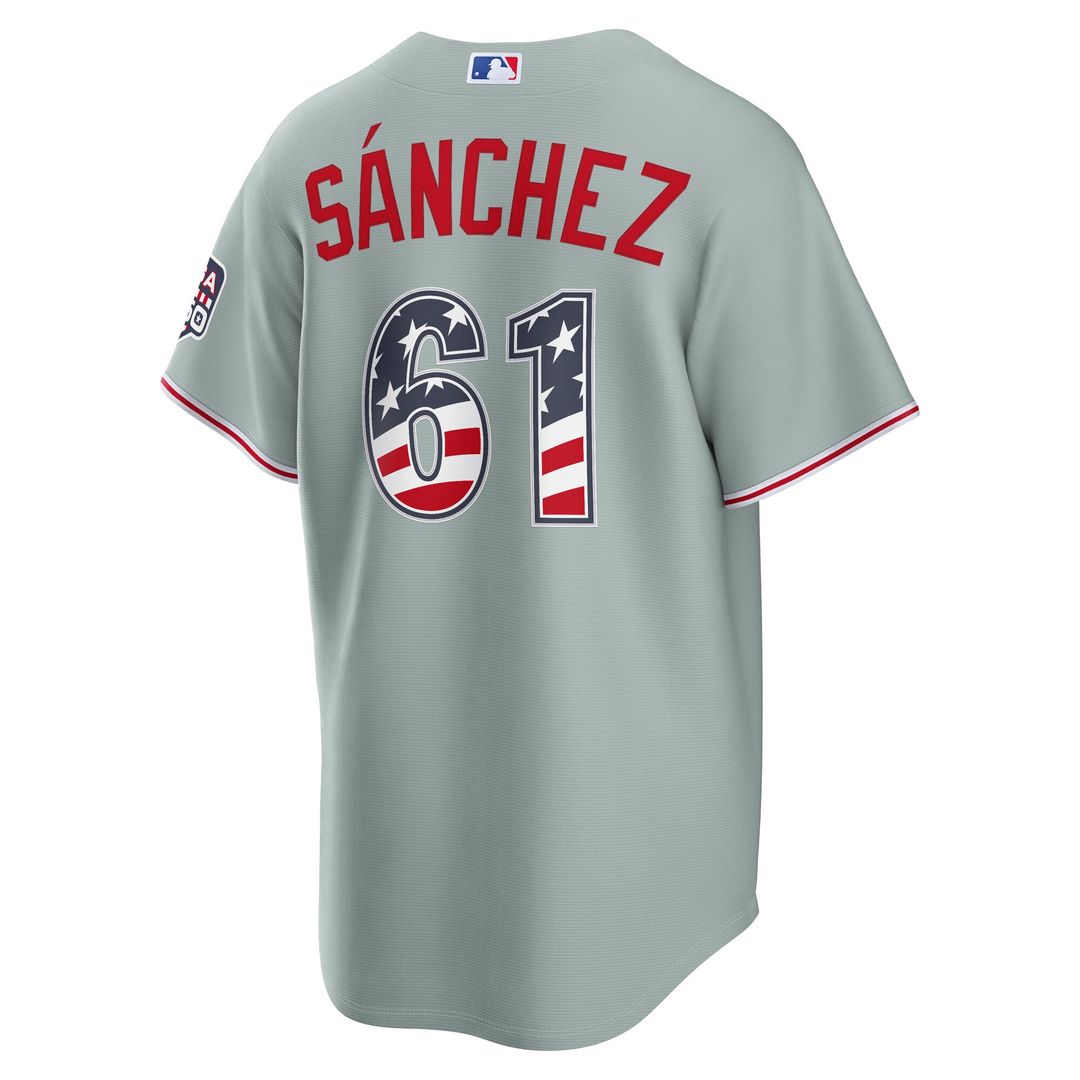 Fourth of July Men's Philadelphia Phillies Cristopher Sanchez Gray USA 250 Stadium Baseball Jersey | MLB Baseball Jersey