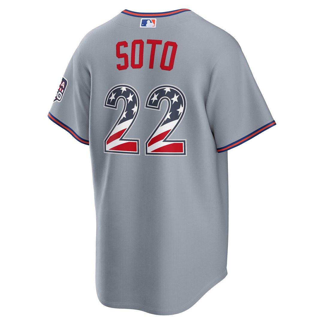 Fourth of July Men's New York Mets Juan Soto Gray USA 250 Stadium Baseball Jersey | MLB Baseball Jersey