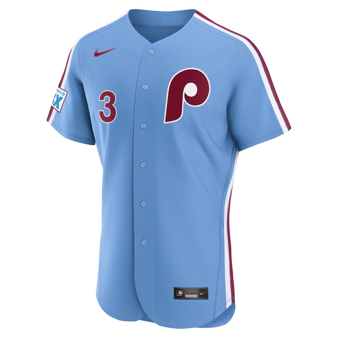 Philadelphia Phillies Bryce Harper Light Blue Alternate Authentic Sponsor Patch Baseball Jersey | MLB Baseball Jersey