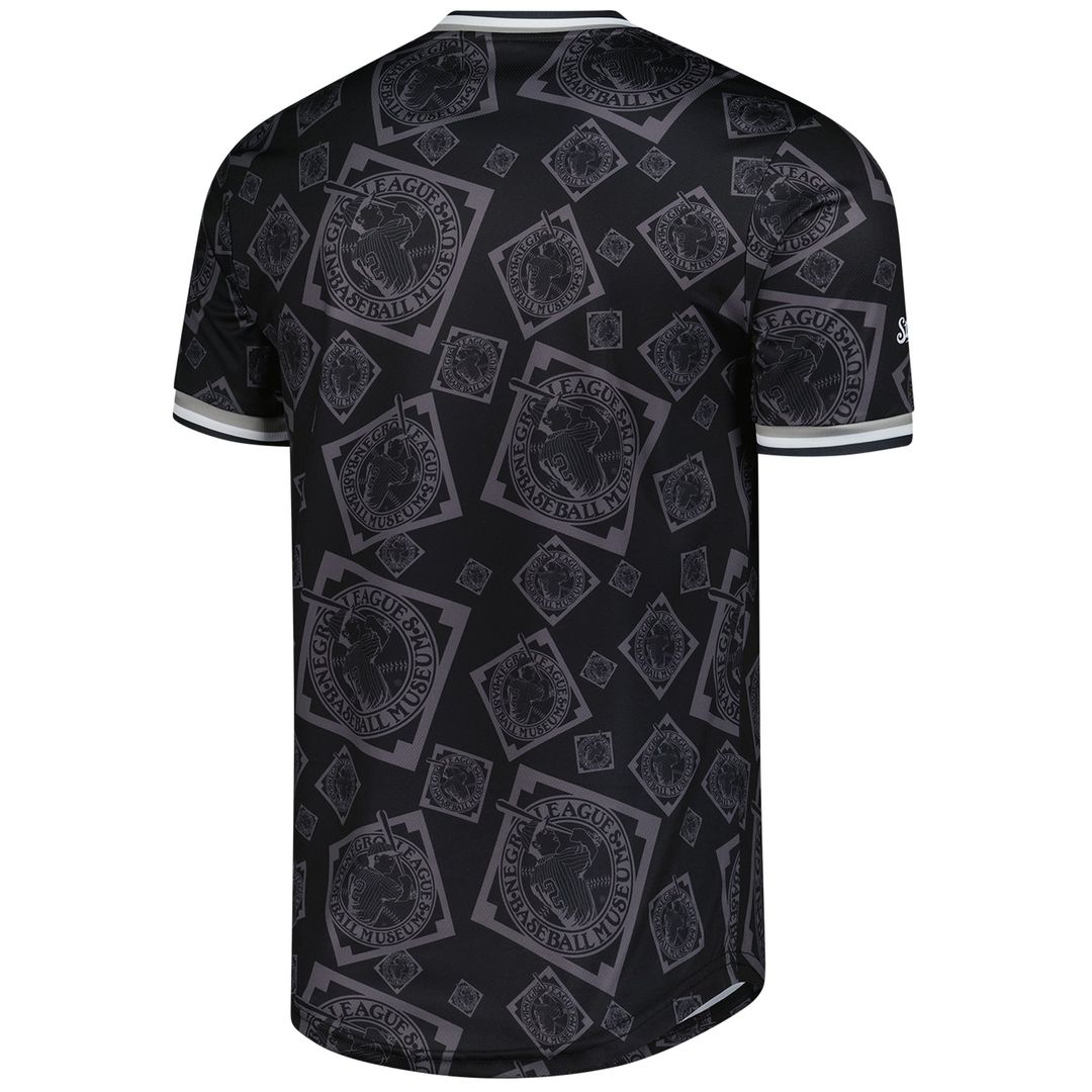 Negro League Baseball Stitches Black Allover Print V-Neck Baseball Jersey | MLB Baseball Jersey
