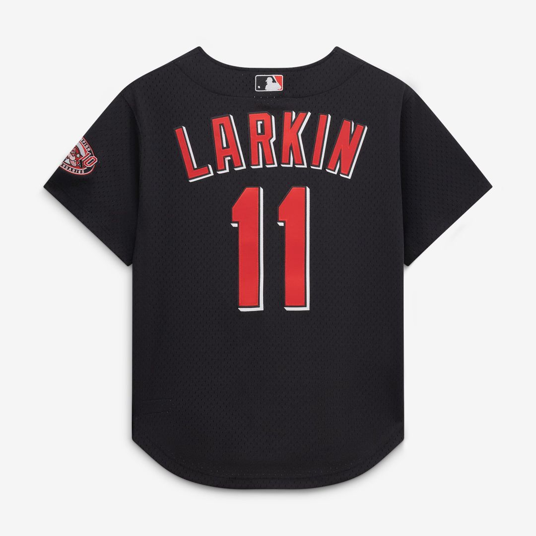 Cincinnati Reds Barry Larkin Red Throwback Cooperstown Mesh Batting Practice Baseball Jersey | MLB Baseball Jersey