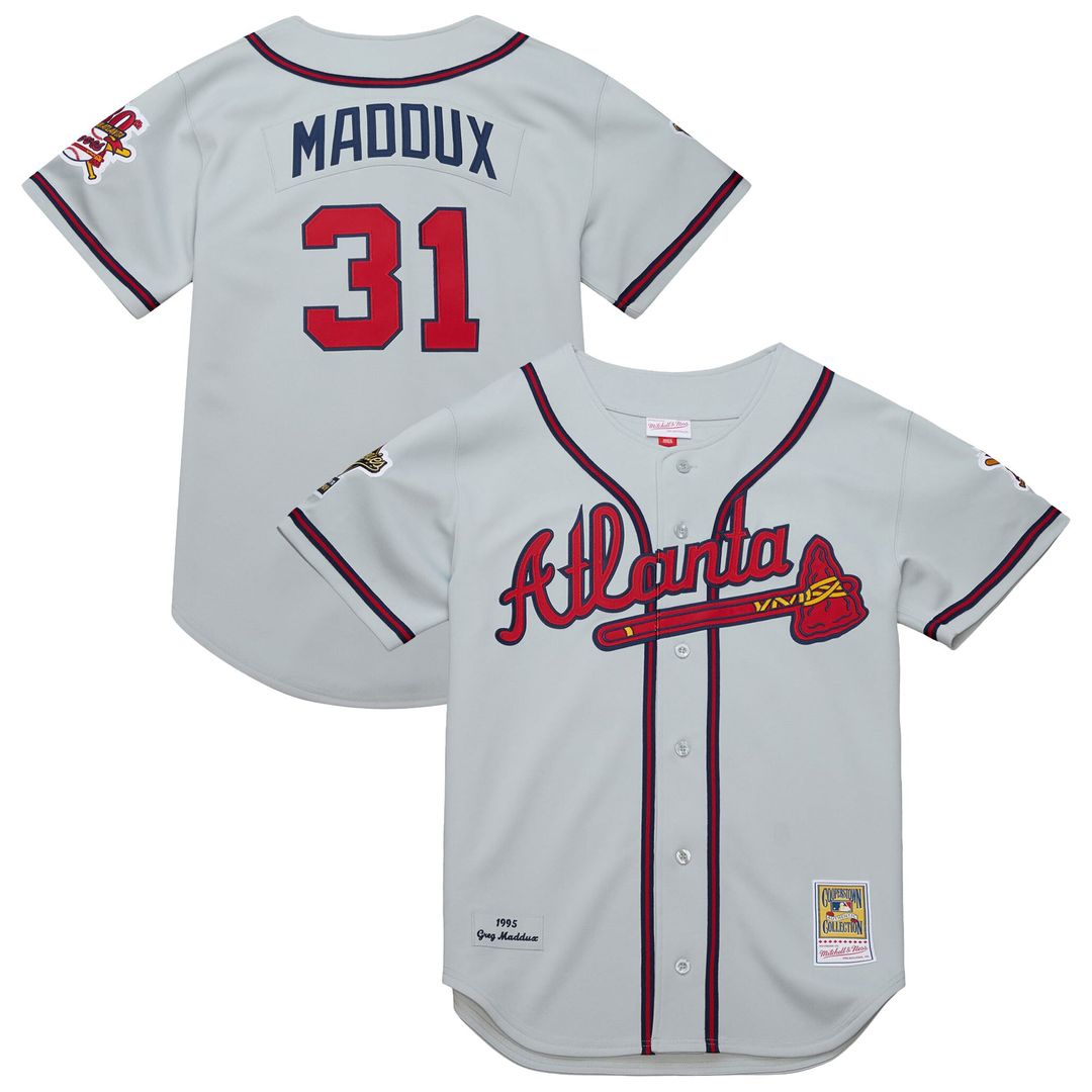 Atlanta Braves Greg Maddux Gray 1995 Throwback Authentic Baseball Jersey