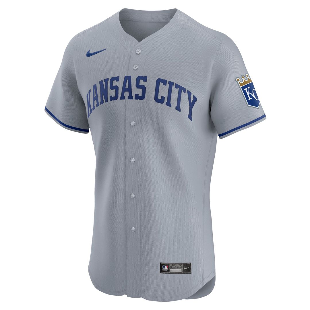 Kansas City Royals Gray Road Vapor Premier Elite Patch Baseball Jersey | MLB Baseball Jersey