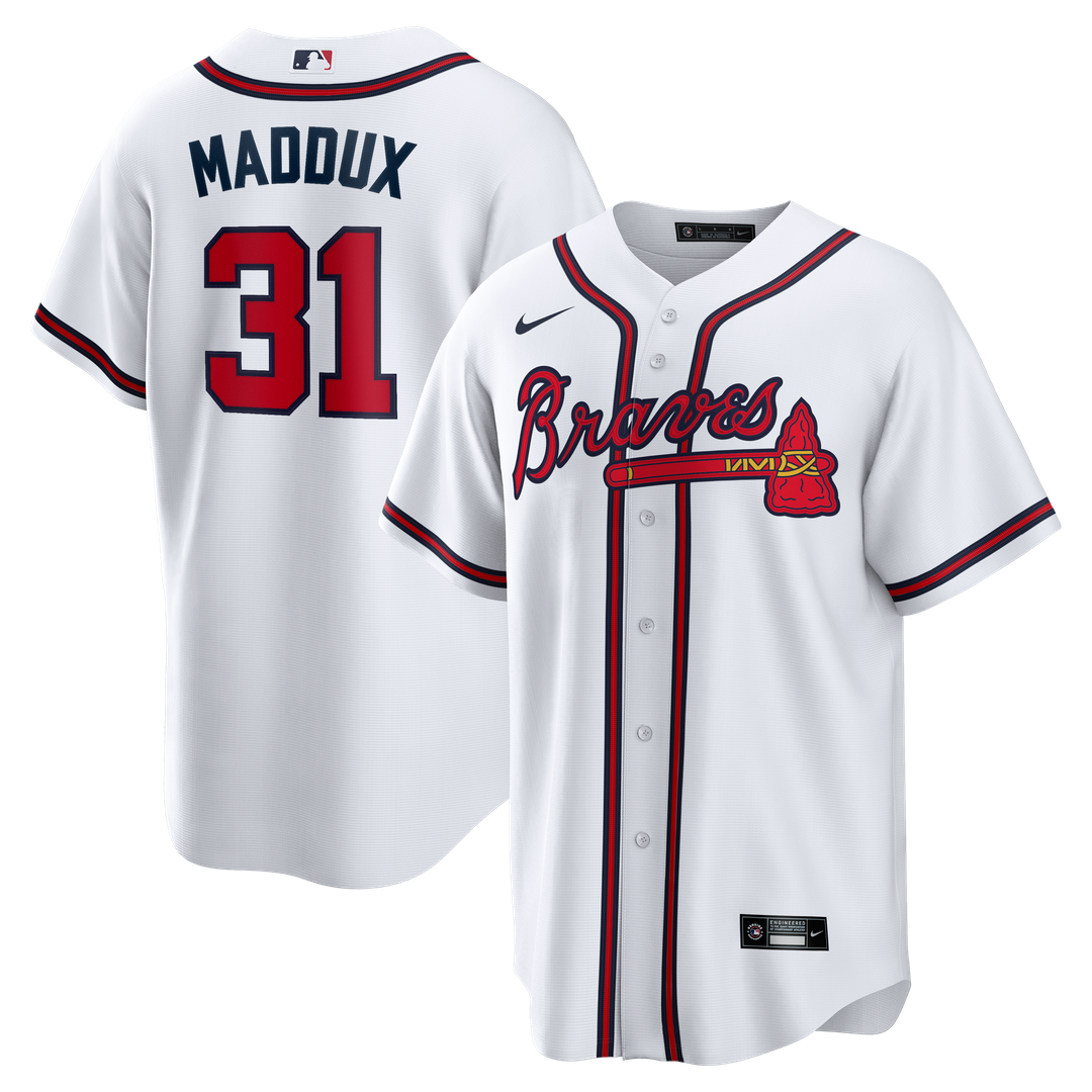 Atlanta Braves Greg Maddux White Home Retired Player Replica Baseball Jersey