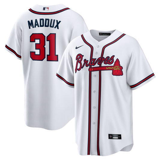 Atlanta Braves Greg Maddux White Home Retired Player Replica Baseball Jersey