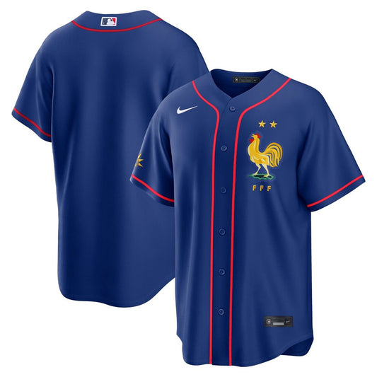 France National Team x MLB Blue Stadium Replica Baseball Jersey