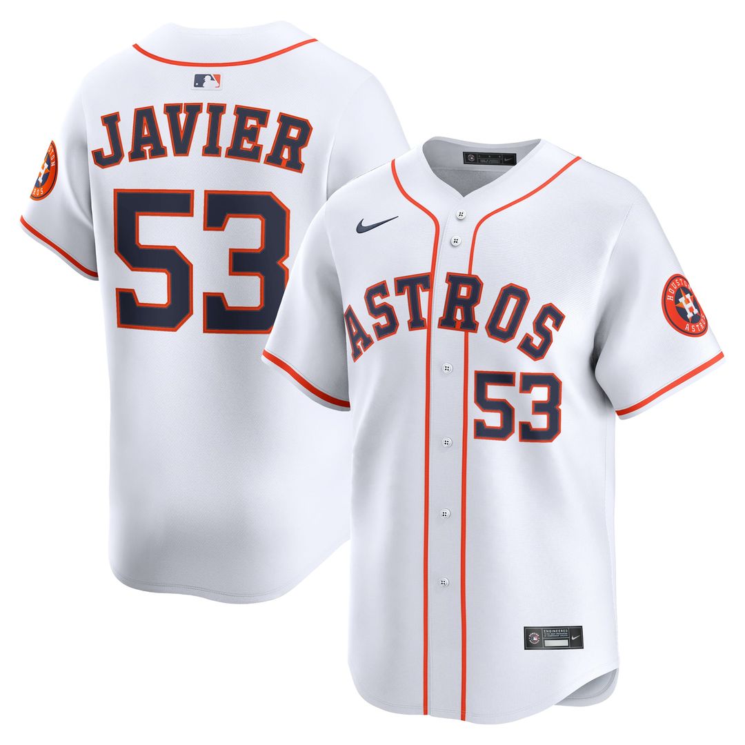 Houston Astros Cristian Javier White Home Limited Baseball Jersey