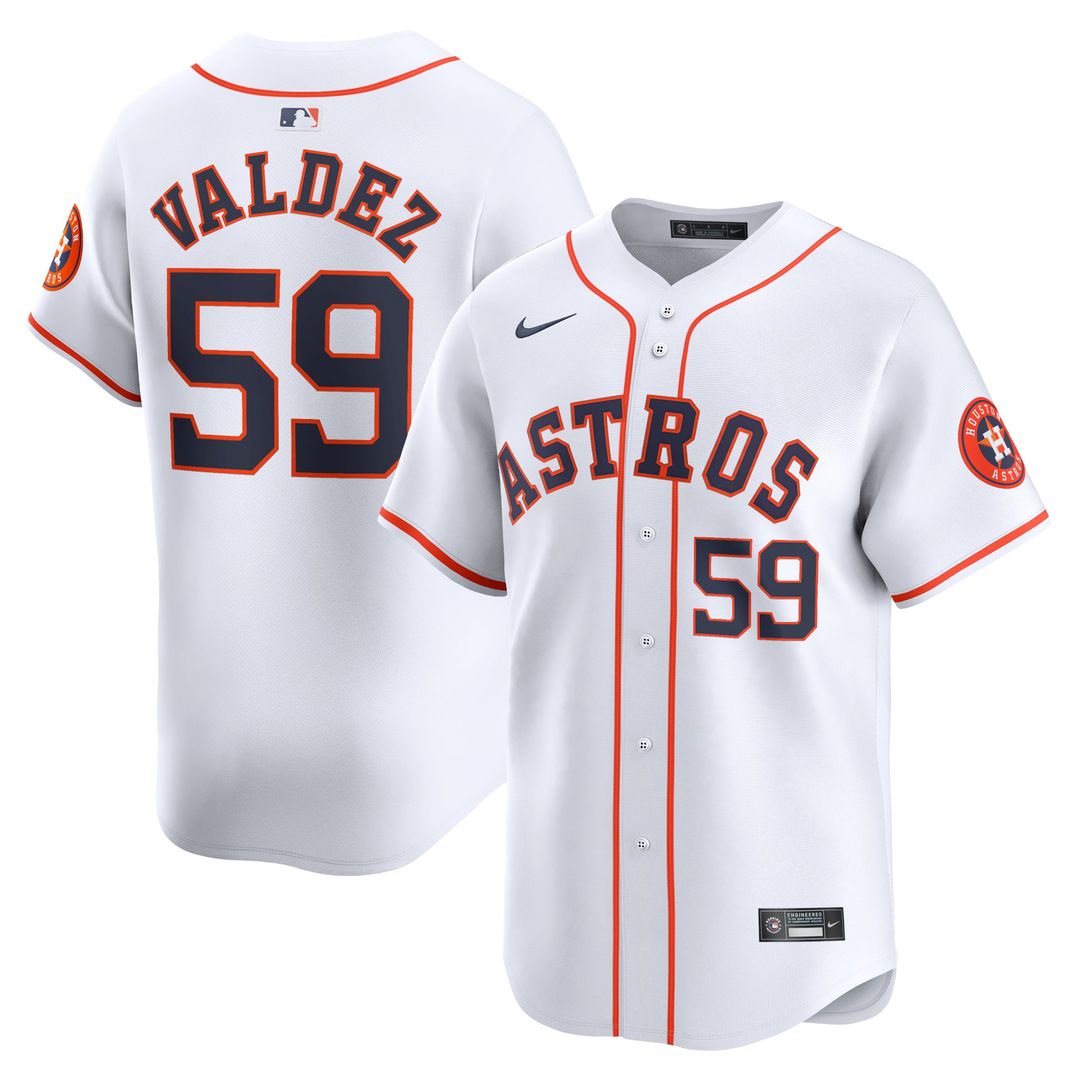 Houston Astros Framber Valdez White Home Limited Baseball Jersey