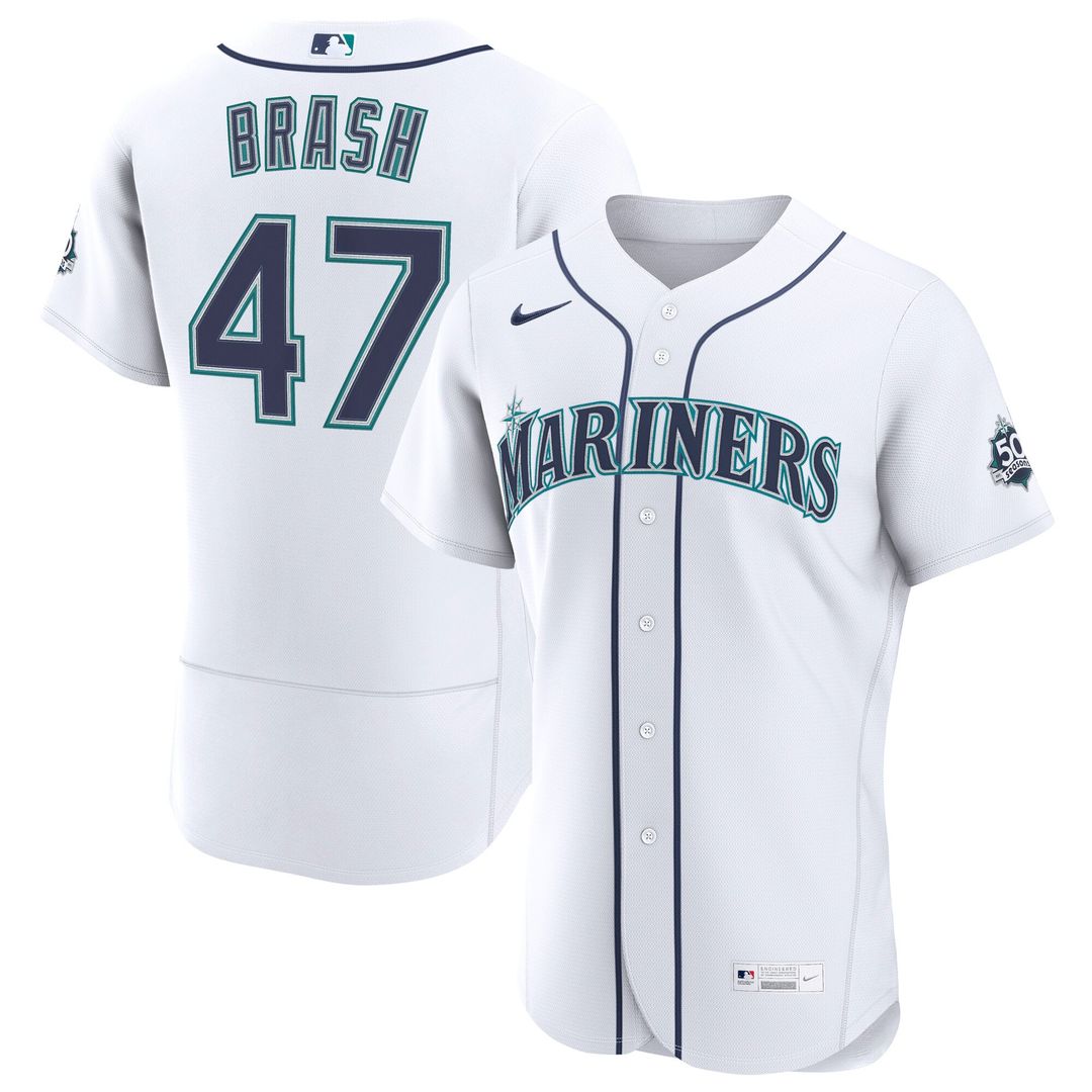 Seattle Mariners Matt Brash White Home 50th Season Authentic Baseball Jersey