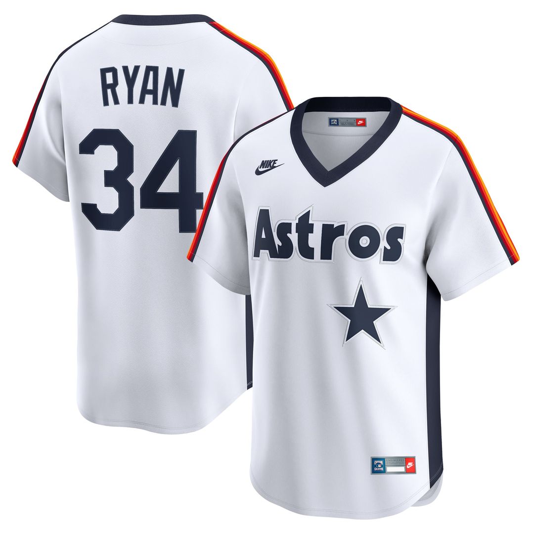 Houston Astros Nolan Ryan White Throwback Cooperstown Collection Limited Baseball Jersey