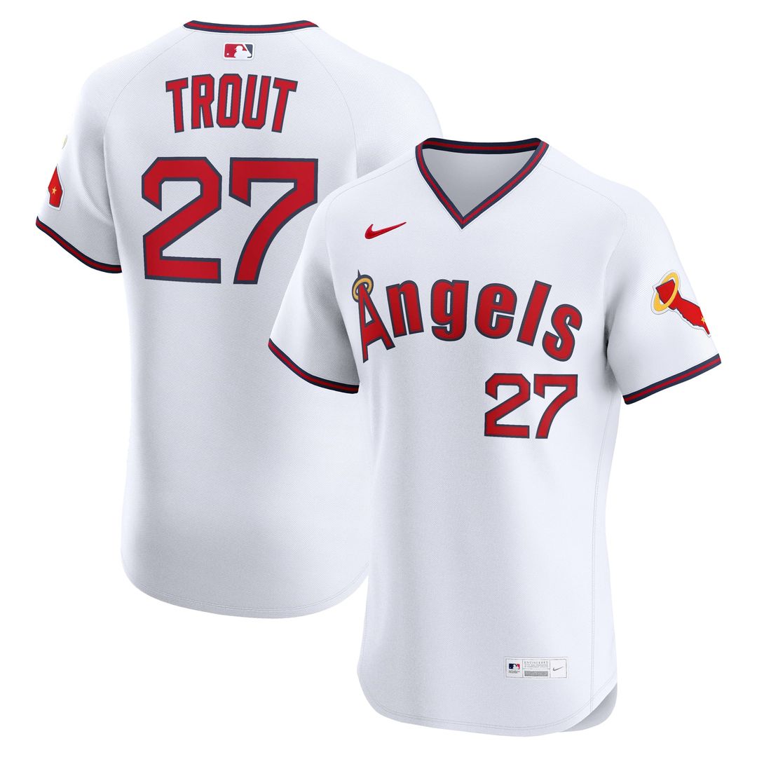 Los Angeles Angels Mike Trout White Alternate 2 Elite Baseball Jersey