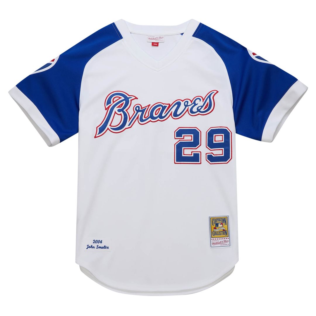 Atlanta Braves John Smoltz White 2004 Cooperstown Collection Authentic Throwback Baseball Jersey | MLB Baseball Jersey