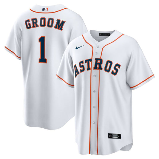 Houston Astros White #1 Groom Home Replica Baseball Jersey