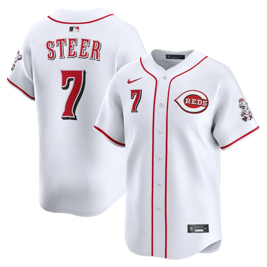 Cincinnati Reds Spencer Steer White Home Limited Baseball Jersey