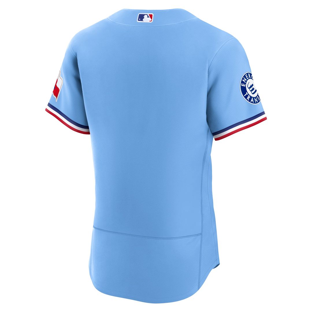 Texas Rangers Light Blue Alternate Sponsor Patch Authentic Baseball Jersey | MLB Baseball Jersey