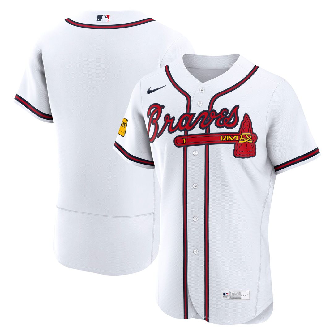 Atlanta Braves White Home Sponsor Patch Authentic Baseball Jersey