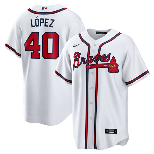 Atlanta Braves Reynaldo Lopez White Home Replica Baseball Jersey
