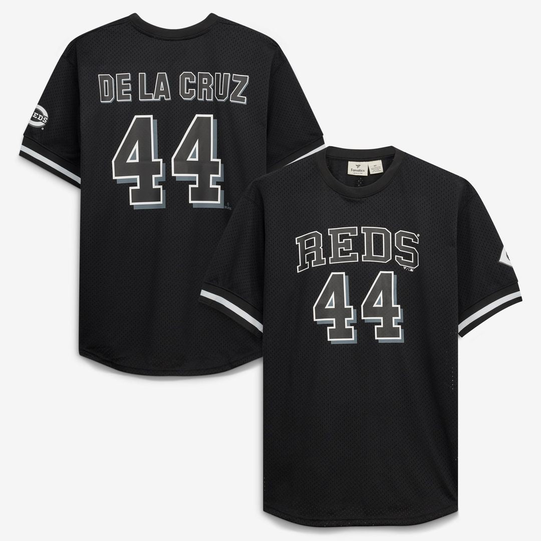 Cincinnati Reds Elly De La Cruz Black/White Big & Tall Heavyweight Mesh Baseball Jersey