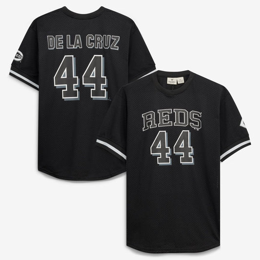 Cincinnati Reds Elly De La Cruz Black/White Big & Tall Heavyweight Mesh Baseball Jersey