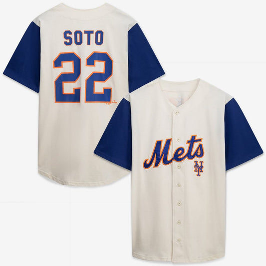 New York Mets Profile Cream/Royal Big & Tall Two-Color Fashion Baseball Jersey