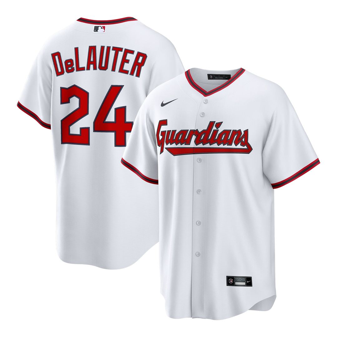 Cleveland Guardians Chase DeLauter White Home Replica Baseball Jersey
