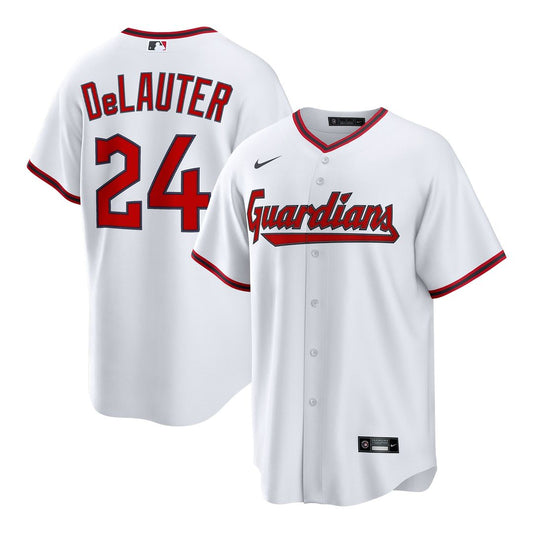 Cleveland Guardians Chase DeLauter White Home Replica Baseball Jersey
