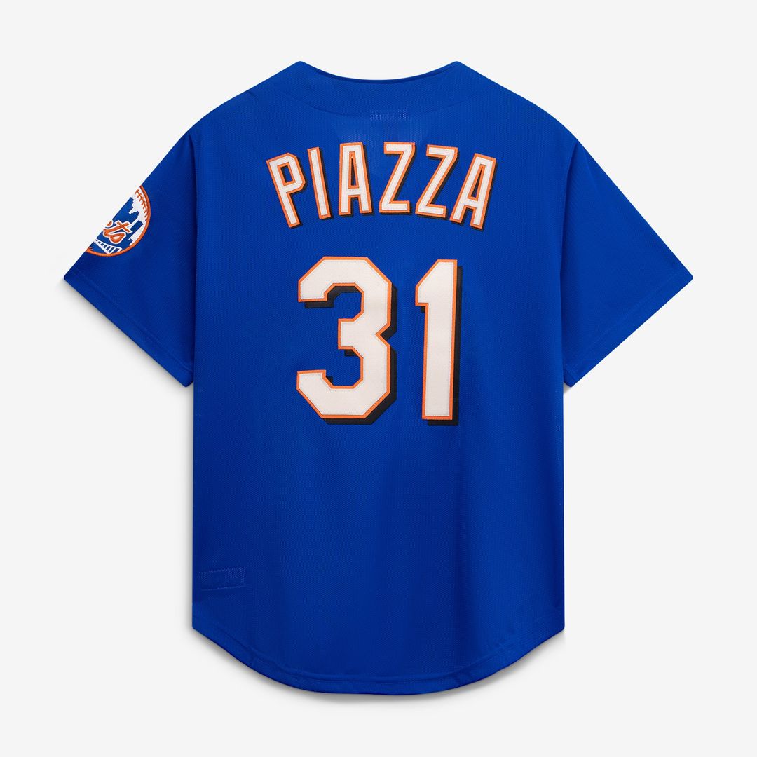 New York Mets Mike Piazza Royal Cooperstown Collection Mesh Batting Practice Button-Up Baseball Jersey | MLB Baseball Jersey