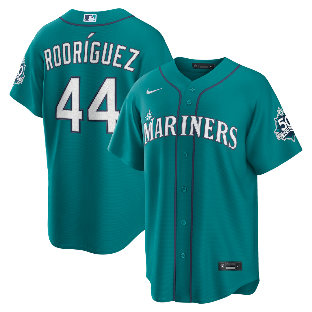 Seattle Mariners Julio Rodríguez Teal Alternate Stadium 50th Season Patch Baseball Jersey