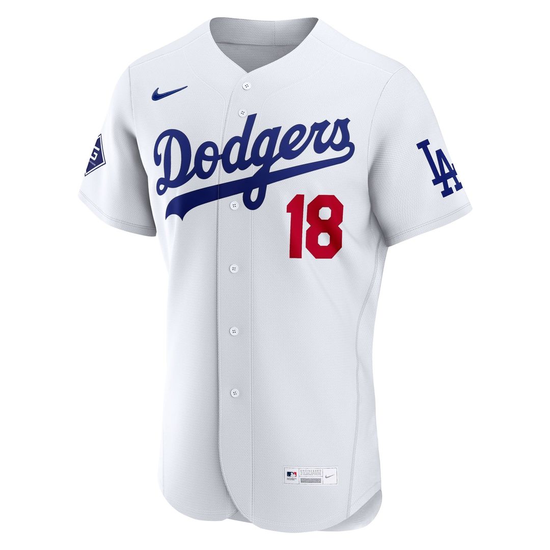 Los Angeles Dodgers Yoshinobu Yamamoto White Home Authentic Sponsor Patch Baseball Jersey | MLB Baseball Jersey