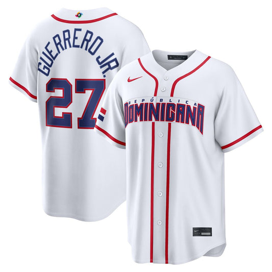 Dominican Republic Baseball Vladimir Guerrero Jr. White 2026 World Baseball Classic Home Stadium Baseball Jersey