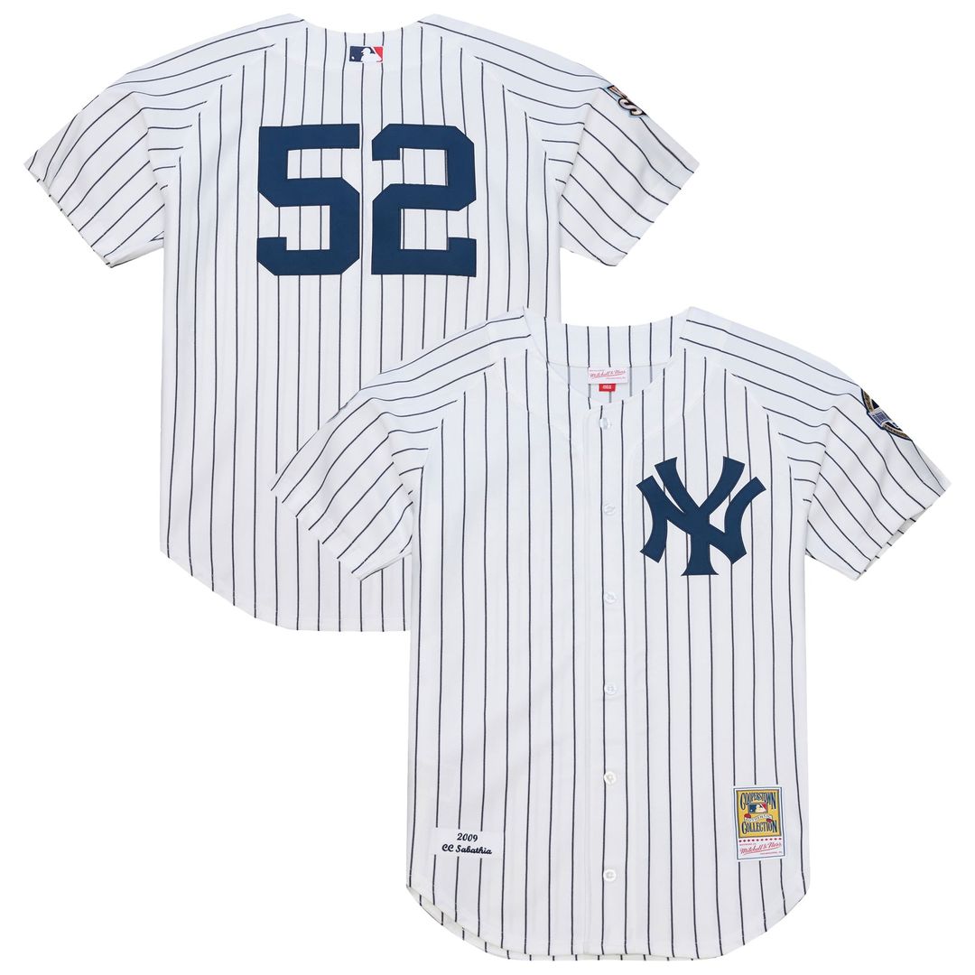 New York Yankees CC Sabathia White 2009 Cooperstown Collection Authentic Baseball Jersey