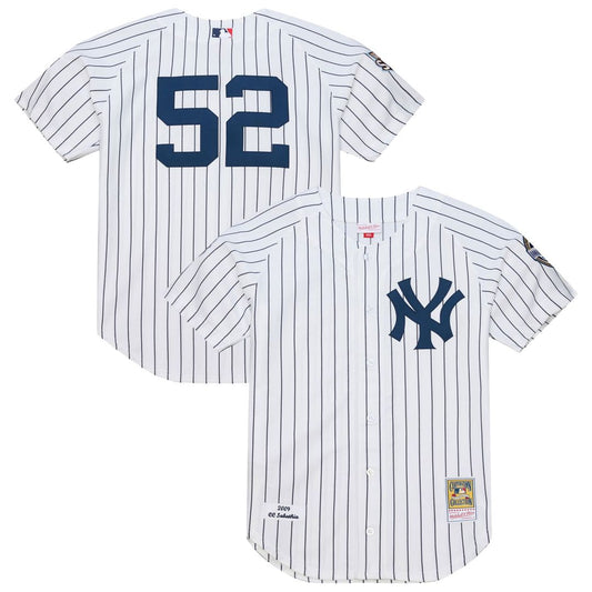 New York Yankees CC Sabathia White 2009 Cooperstown Collection Authentic Baseball Jersey