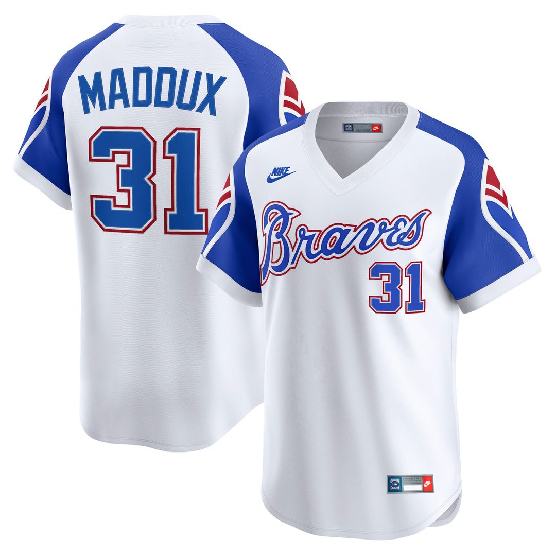 Atlanta Braves Greg Maddux White Throwback Cooperstown Collection Limited Baseball Jersey