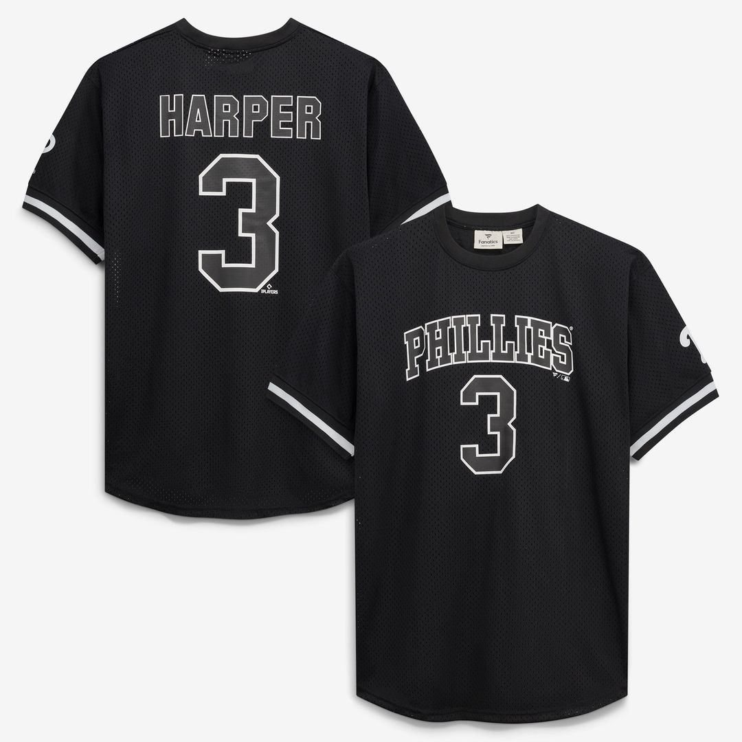 Philadelphia Phillies Bryce Harper Black/White Big & Tall Heavyweight Mesh Baseball Jersey
