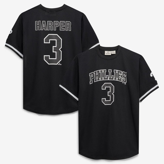 Philadelphia Phillies Bryce Harper Black/White Big & Tall Heavyweight Mesh Baseball Jersey