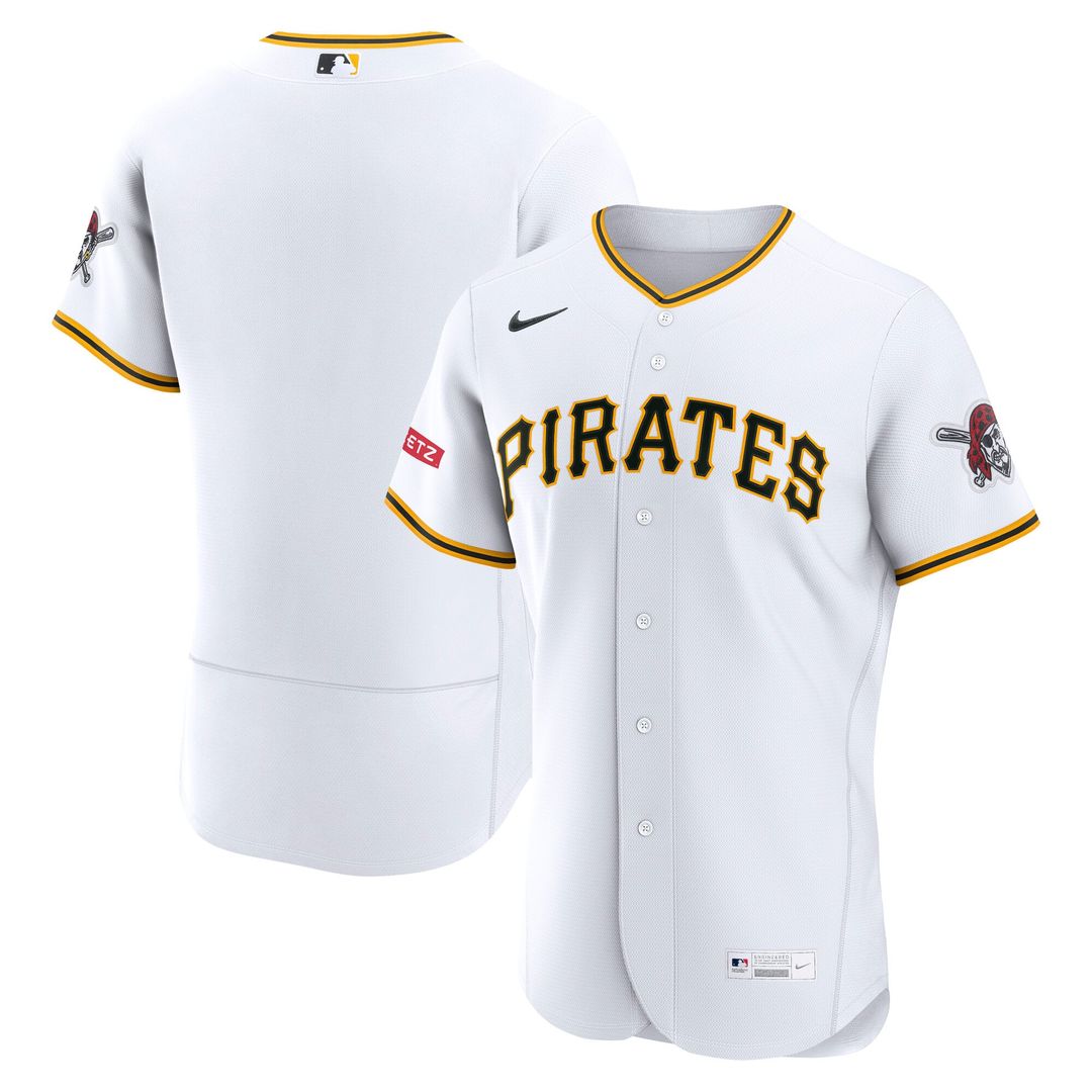 Pittsburgh Pirates White Home Sponsor Patch Authentic Baseball Jersey