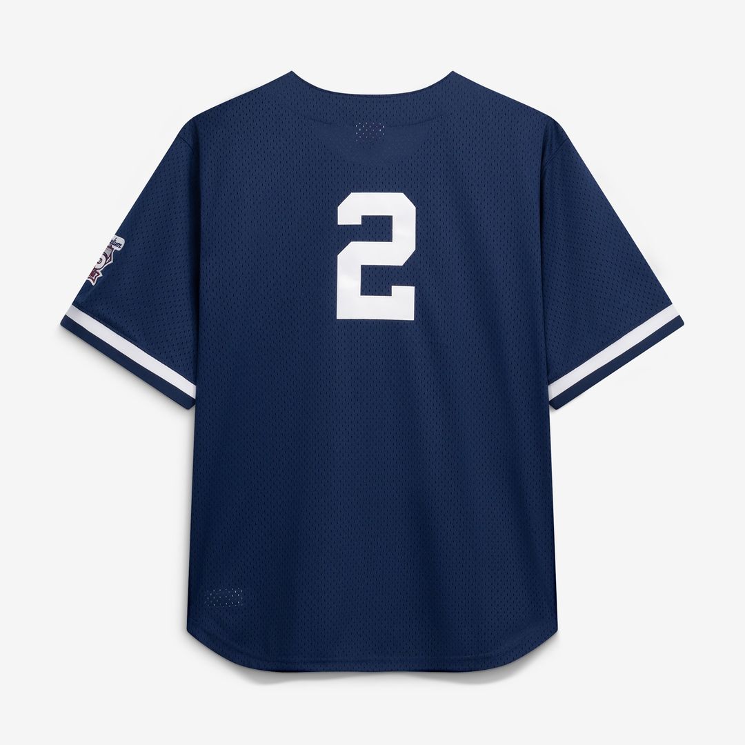 New York Yankees Derek Jeter Navy Cooperstown Collection Mesh Batting Practice Button-Up Baseball Jersey | MLB Baseball Jersey