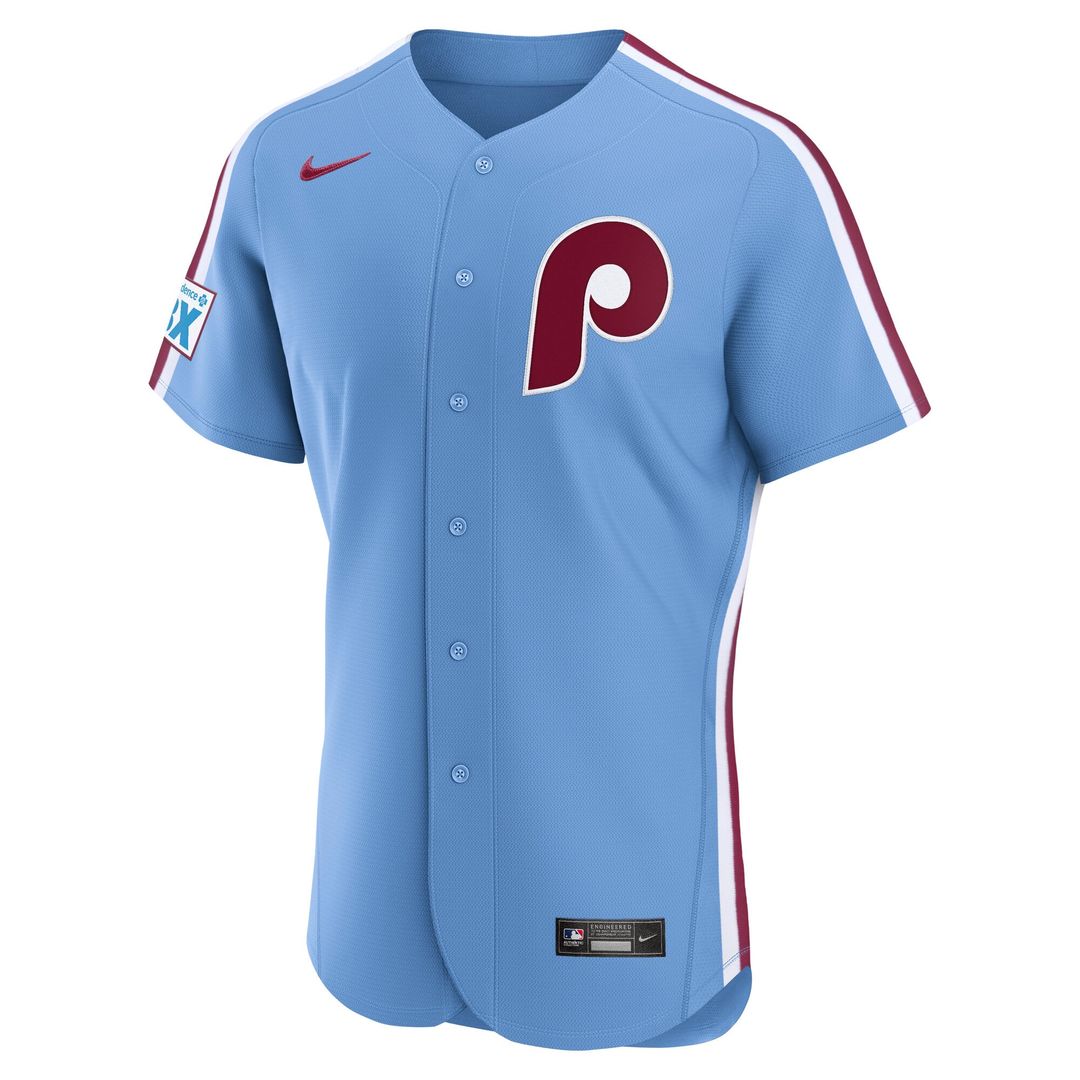 Philadelphia Phillies Light Blue Alternate Sponsor Patch Authentic Baseball Jersey | MLB Baseball Jersey