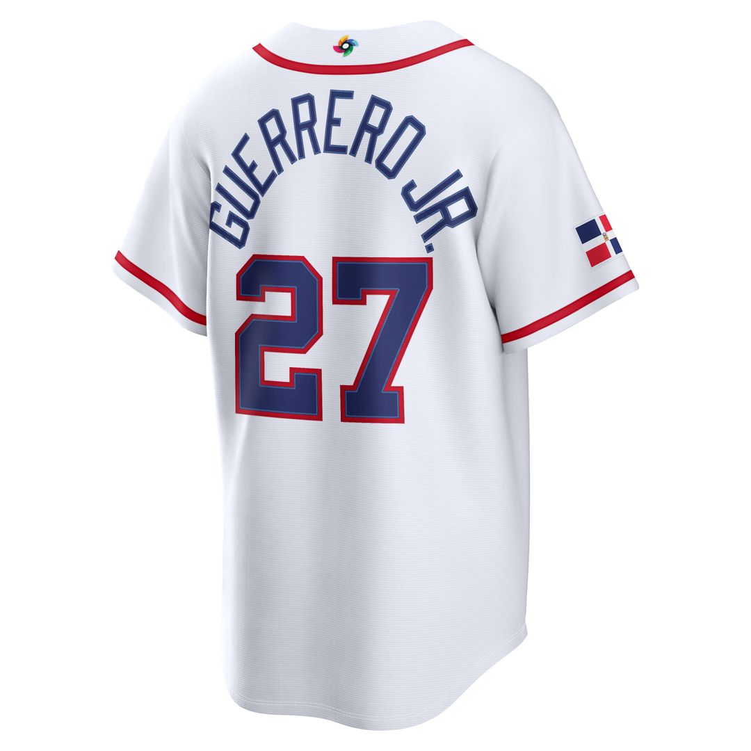 Dominican Republic Baseball Vladimir Guerrero Jr. White 2026 World Baseball Classic Home Stadium Baseball Jersey | MLB Baseball Jersey